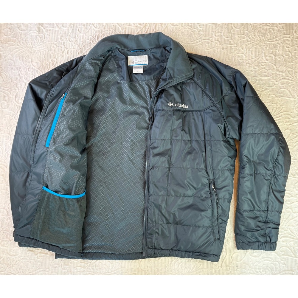 Columbia Mens XL Dark Blue Interchange Quilted Puffer Jacket Full Zip